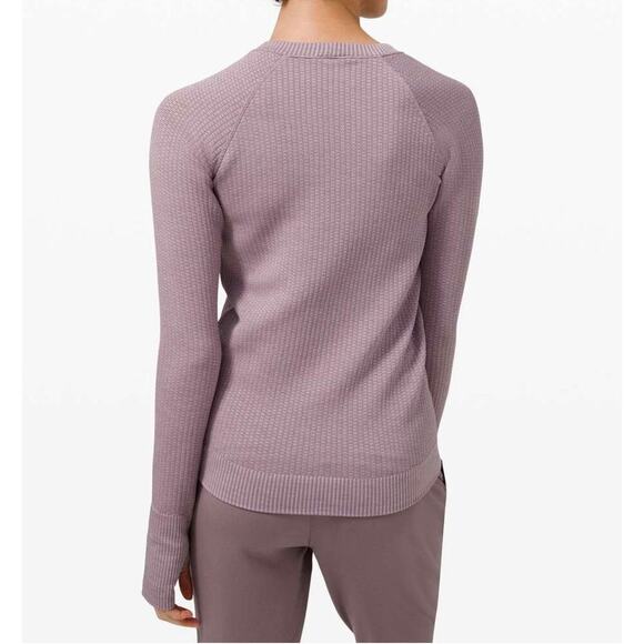 Lululemon Rest Less Pullover Sweatshirt Ribbed Seamless Thumbholes Purple Size 4 - Picture 2 of 11